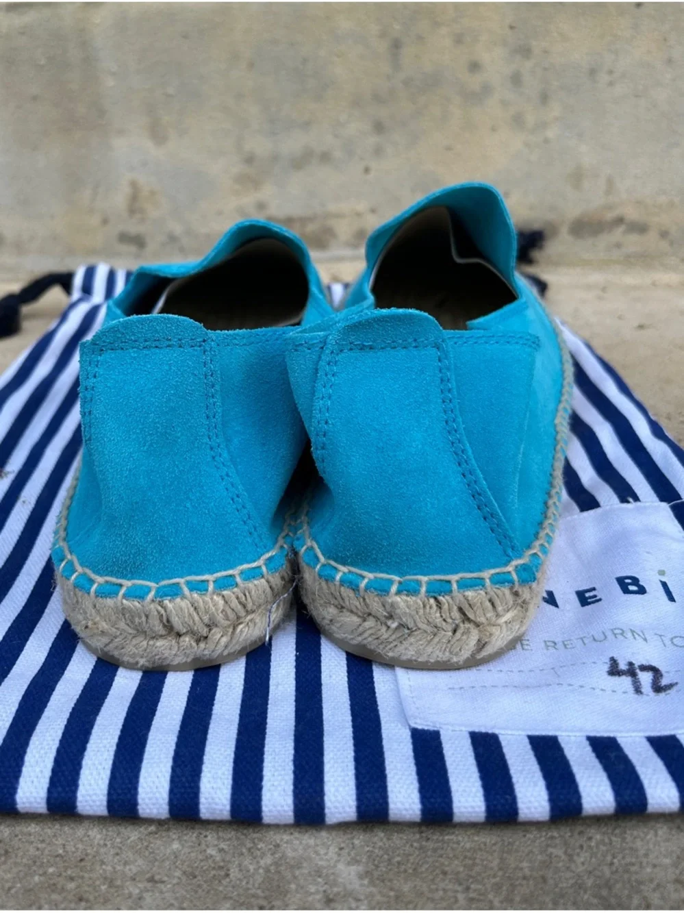 Manebi Turquoise Suede Espadrilles Slip On Flats Size EU 42 US 11 11.5